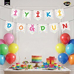 İyi ki Doğdun Neon Beyaz Harf Afiş - 1