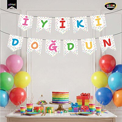 İyi ki Doğdun Neon Beyaz Harf Afiş - 1