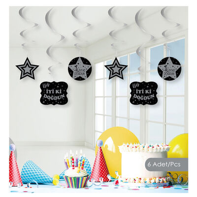 İyi Ki Doğdun Paper Swirl Decorations - Silver - 1