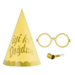 İyi ki Doğdun Party Hat, Glasses and Blowout Set - 4