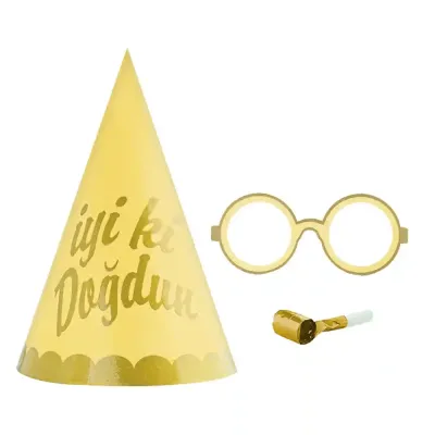 İyi ki Doğdun Party Hat, Glasses and Blowout Set - 4
