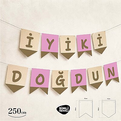 İyi ki Doğdun Pembe Zemin Altın Harf Afiş - 2