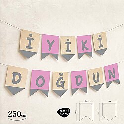 İyi ki Doğdun Pembe Zemin Gümüş Harf Afiş - 2