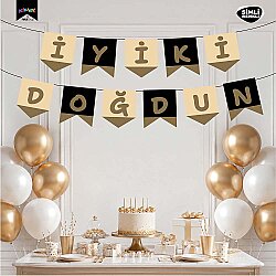 İyi ki Doğdun Siyah Zemin Altın Harf Afiş - 1
