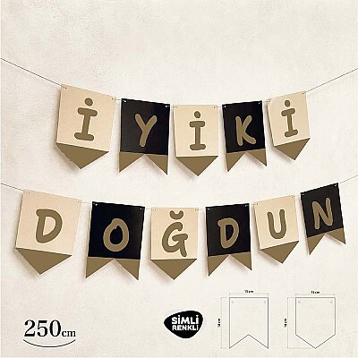 İyi ki Doğdun Siyah Zemin Altın Harf Afiş - 2