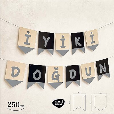 İyi ki Doğdun Siyah Zemin Gümüş Harf Afiş - 2