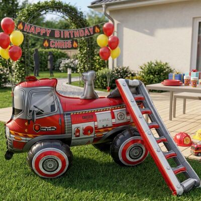 Jumbo 4D Standing Fire Engine Balloon - 1