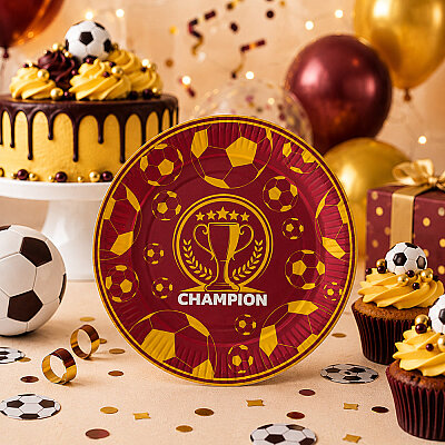 Champion Sarı Kırmızı Karton Tabak - 1