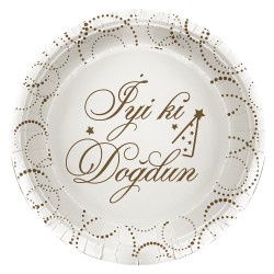 İyi ki Doğdun Elegant Beyaz Karton Tabak 23cm - Kikajoy