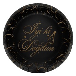 İyi ki Doğdun Elegant Siyah Karton Tabak 23cm - Kikajoy