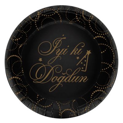 İyi ki Doğdun Elegant Siyah Karton Tabak 23cm - 1