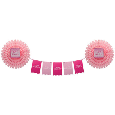 1. Yaş Günüm Pembe Yelpaze Süs Seti - 2