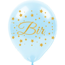 Altın 1 Yaş Baskılı Mavi Balon 12