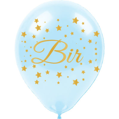 Altın 1 Yaş Baskılı Mavi Balon 12