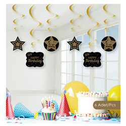 Happy Birthday Altın Spiral Sarkıt Süs - 
