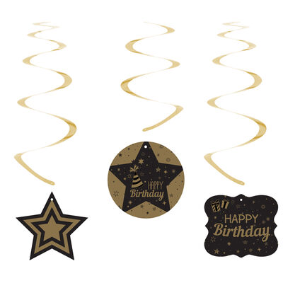 Happy Birthday Altın Spiral Sarkıt Süs - 2