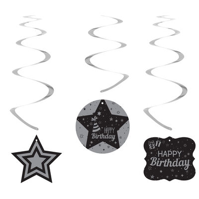 Happy Birthday Gümüş Spiral Sarkıt Süs - 2