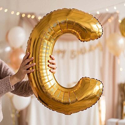 C Harf Altın Folyo Balon 40