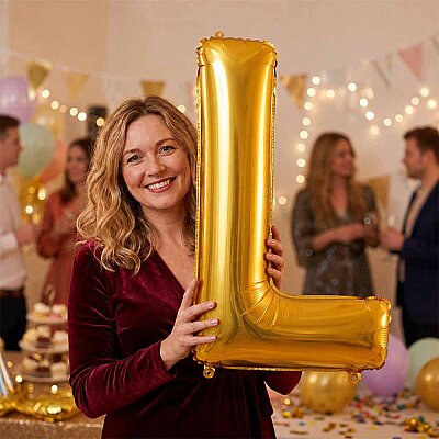 L Harf Altın Folyo Balon 40