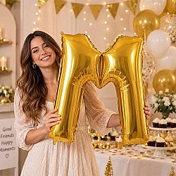 M Harf Altın Folyo Balon 40