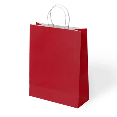 Kırmızı Büküm Saplı Kraft Çanta 15x20cm - 1