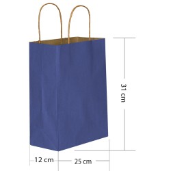 Lacivert Büküm Saplı Kraft Çanta 25x31cm - 2