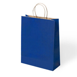 Lacivert Büküm Saplı Kraft Çanta 31x41cm - 1
