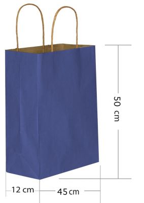 Lacivert Büküm Saplı Kraft Çanta 45x50cm - 2