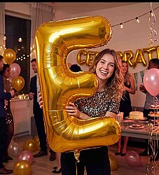 Letter E Gold 40 inch - Kikajoy
