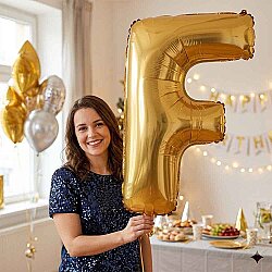 Letter F Gold 40 inch - Kikajoy
