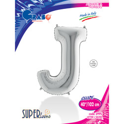 Letter J Silver 40 inch - Grabo