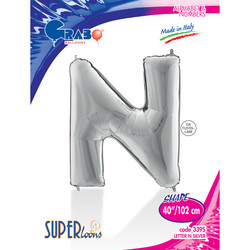 Letter N Silver 40 inch - Grabo