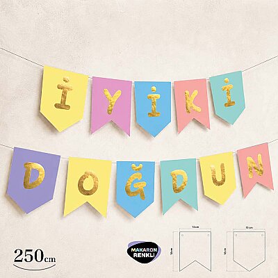 İyi ki Doğdun Makaron Renkler Harf Afiş - 2