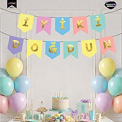 İyi ki Doğdun Makaron Renkler Harf Afiş - 1