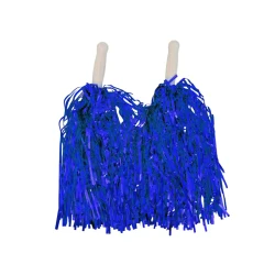 Metallic Foil Cheerleader Pom Poms - Blue - 2