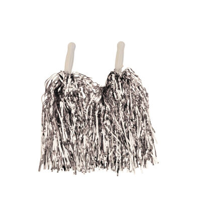 Metallic Foil Cheerleader Pom Poms - Silver - 2