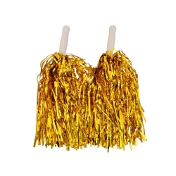 Metallic Foil Cheerleader Pom Poms - Yellow - 2