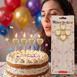 Metallic Gold Heart Shaped Candles - 1