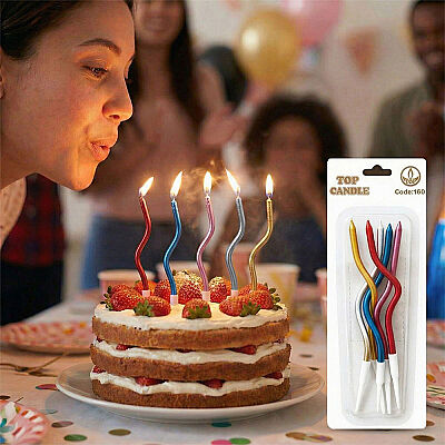 Metallic Multicolor Spiral Cake Candles – 12 cm, 5 Pieces - 1