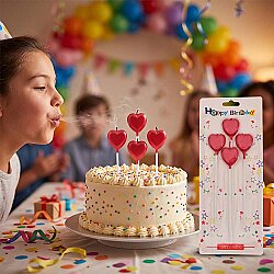 Metallic Red Heart Shaped Candles - 1