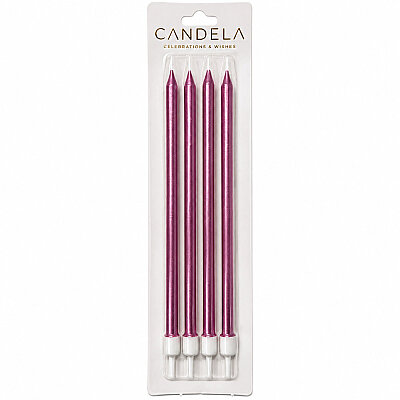 Metallic Rose Gold Long Birthday Candles - 19 cm, 4 Pieces - 1