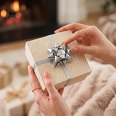Metallic Silver Gift Bows - No:2 - 1