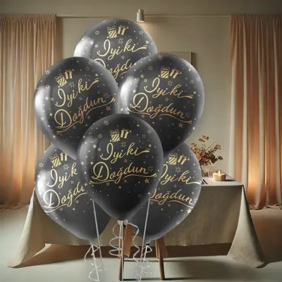 Metallic Gold Confetti İyi ki Dogdun Balloons 12