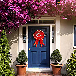 Ay Yıldızlı Dekoratif Kapı Çelengi - Milli Bayram Süslemesi - Kikajoy (1)