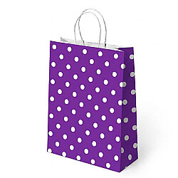Mor Puantiyeli Büküm Saplı Kraft Çanta 25x31 - Kikajoy