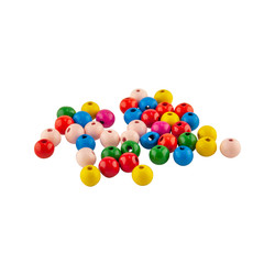 Multi Color Round Wooden Beads - (1)