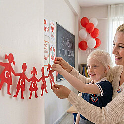 National Holidays Classroom Banner - Hand in Hand Kids Silhouette - Kikajoy