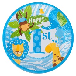Cheerful Animals Paper Plates Blue - 