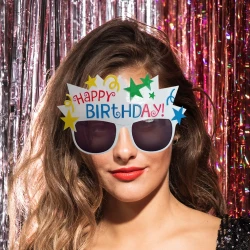 Renkli Happy Birthday Yazılı Parti Gözlüğü - 1