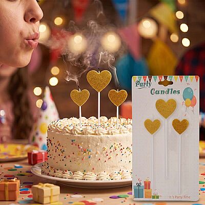 Party Candles - Gold Heart - 1